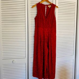 Anthropologie Moulinette Soeurs Red Lace Jumpsuit